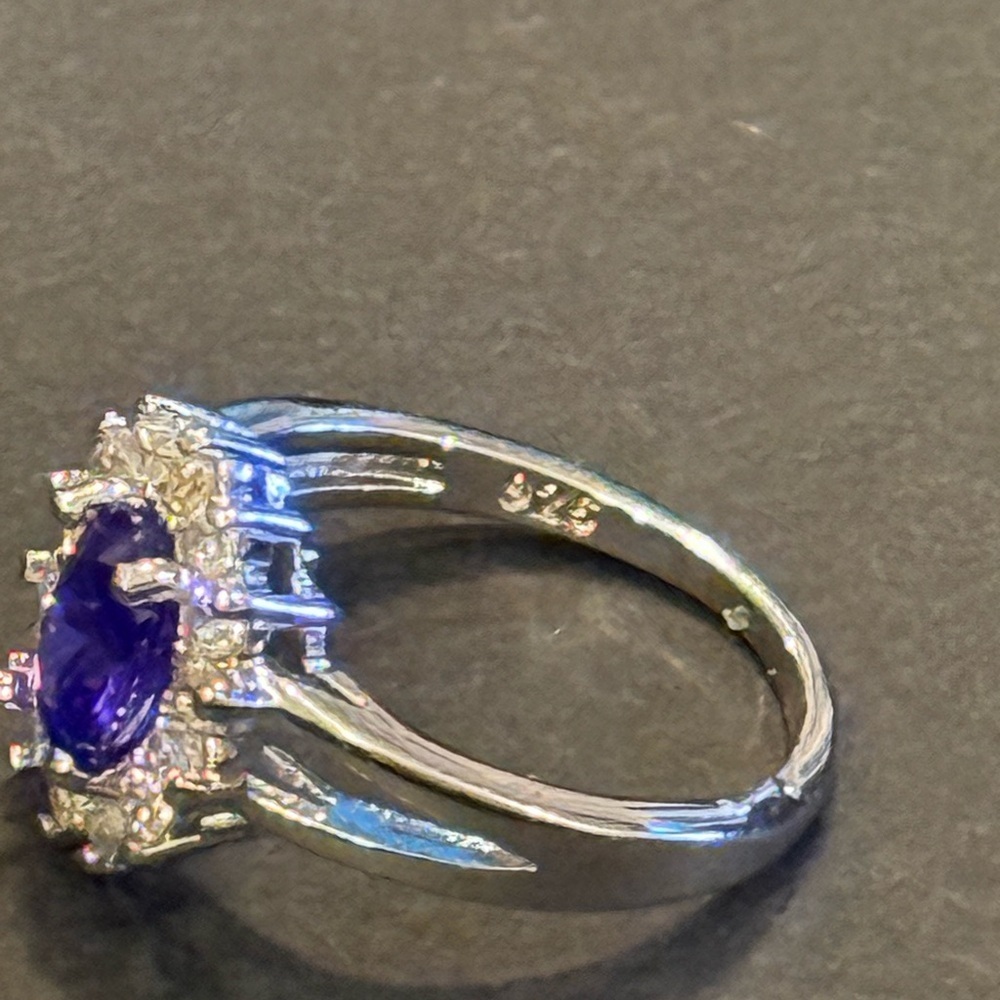 Sterling Silver Purple Halo Ring - Picture 6 of 10